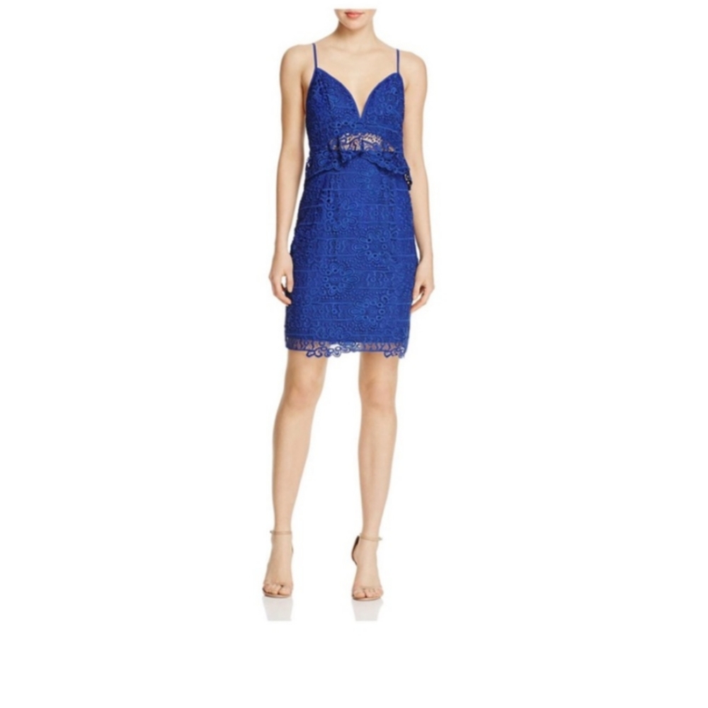 Guess blue solstice lace cocktail dress
